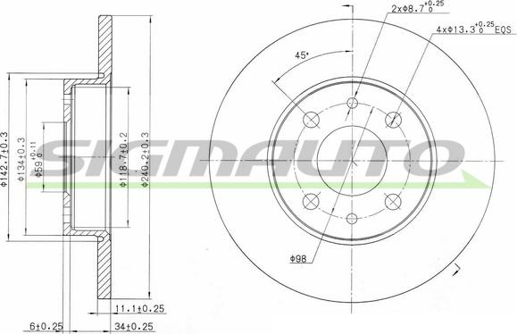 SIGMAUTO DBA240S - Brake Disc autospares.lv