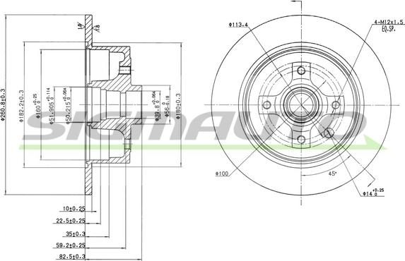 SIGMAUTO DBA242S - Brake Disc autospares.lv