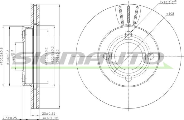 SIGMAUTO DBA256V - Brake Disc autospares.lv