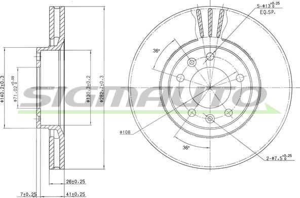 SIGMAUTO DBA264V - Brake Disc autospares.lv