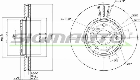 SIGMAUTO DBA268V - Brake Disc autospares.lv