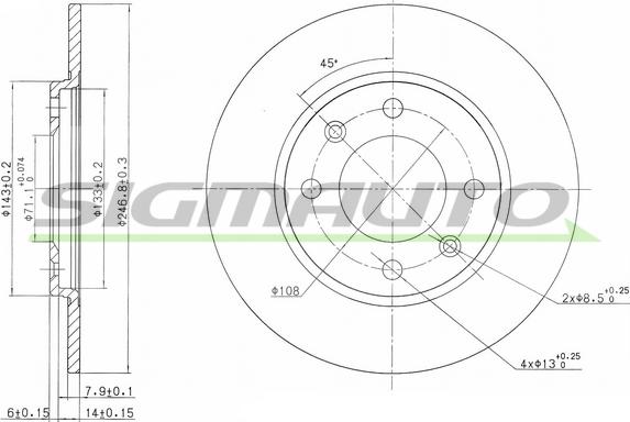 SIGMAUTO DBA263S - Brake Disc autospares.lv