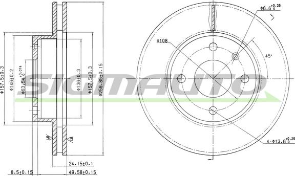 SIGMAUTO DBA209V - Brake Disc autospares.lv