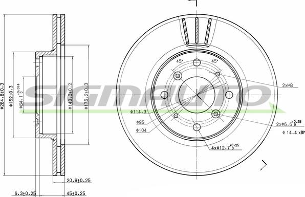 SIGMAUTO DBA201V - Brake Disc autospares.lv