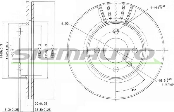 SIGMAUTO DBA207V - Brake Disc autospares.lv