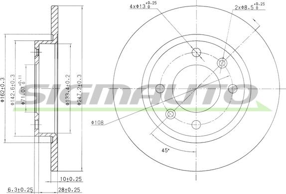 SIGMAUTO DBA238S - Brake Disc autospares.lv