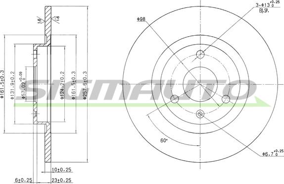 SIGMAUTO DBA229S - Brake Disc autospares.lv