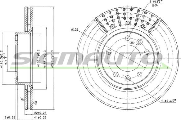 SIGMAUTO DBA228V - Brake Disc autospares.lv