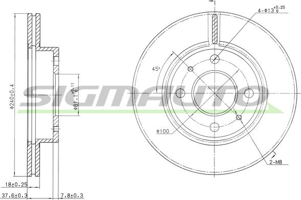 SIGMAUTO DBA227V - Brake Disc autospares.lv