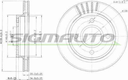 SIGMAUTO DBA766V - Brake Disc autospares.lv