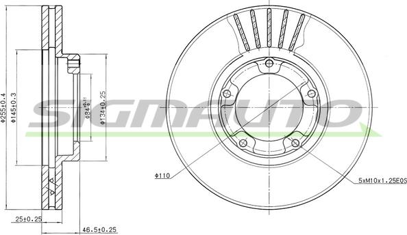 SIGMAUTO DBA703V - Brake Disc autospares.lv