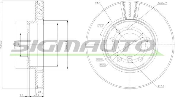 SIGMAUTO DBA712V - Brake Disc autospares.lv