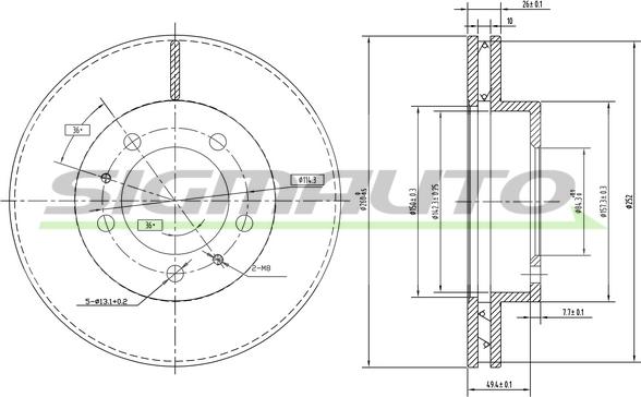 SIGMAUTO DBA772V - Brake Disc autospares.lv