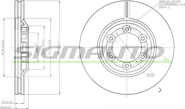 SIGMAUTO DBB947V - Brake Disc autospares.lv