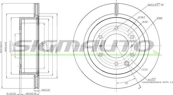 SIGMAUTO DBB965V - Brake Disc autospares.lv