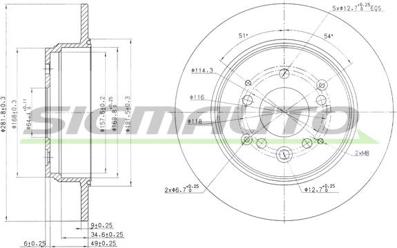 SIGMAUTO DBB933S - Brake Disc autospares.lv