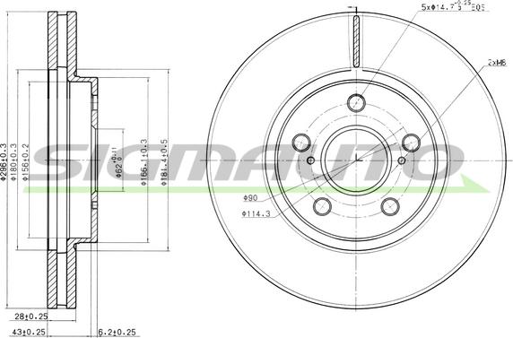 SIGMAUTO DBB446V - Brake Disc autospares.lv