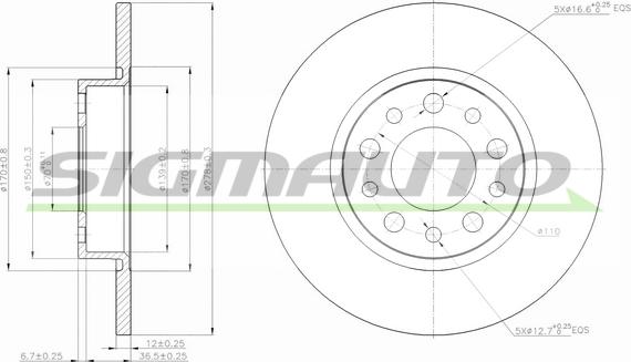 SIGMAUTO DBB452S - Brake Disc autospares.lv