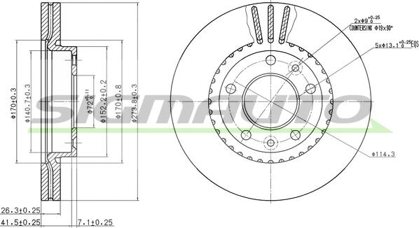 SIGMAUTO DBB460V - Brake Disc autospares.lv