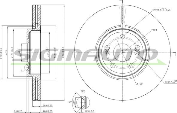 SIGMAUTO DBB405V - Brake Disc autospares.lv