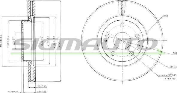 SIGMAUTO DBB401V - Brake Disc autospares.lv