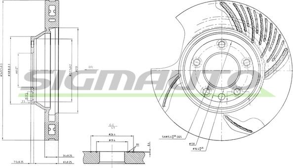 SIGMAUTO DBB408VLS - Brake Disc autospares.lv