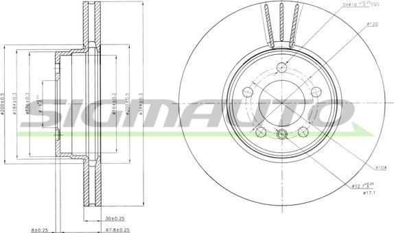 SIGMAUTO DBB411V - Brake Disc autospares.lv