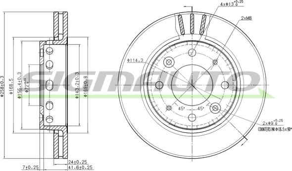 SIGMAUTO DBB418V - Brake Disc autospares.lv