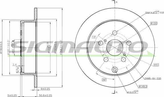 SIGMAUTO DBB485S - Brake Disc autospares.lv