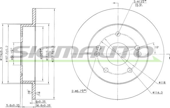 SIGMAUTO DBB483S - Brake Disc autospares.lv