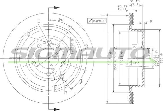 SIGMAUTO DBB433V - Brake Disc autospares.lv