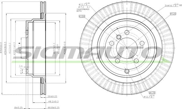 SIGMAUTO DBB437V - Brake Disc autospares.lv