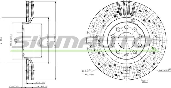 SIGMAUTO DBB422V - Brake Disc autospares.lv