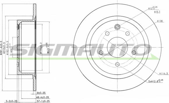 SIGMAUTO DBB590S - Brake Disc autospares.lv