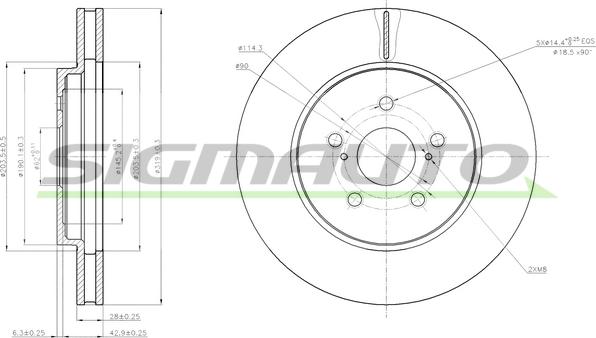 SIGMAUTO DBB544V - Brake Disc autospares.lv