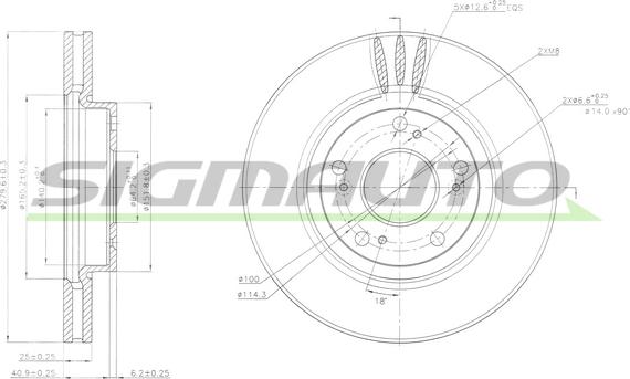 SIGMAUTO DBB557V - Brake Disc autospares.lv