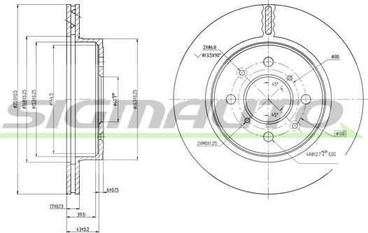 SIGMAUTO DBB509V - Brake Disc autospares.lv