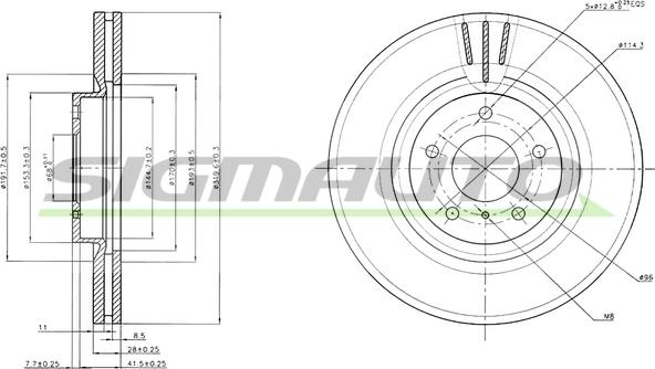 SIGMAUTO DBB505V - Brake Disc autospares.lv