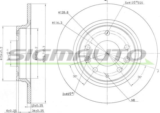 SIGMAUTO DBB500S - Brake Disc autospares.lv