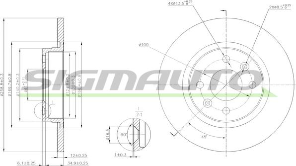 SIGMAUTO DBB502S - Brake Disc autospares.lv