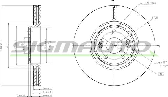 SIGMAUTO DBB511V - Brake Disc autospares.lv