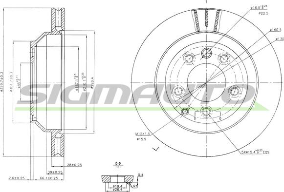 SIGMAUTO DBB580V - Brake Disc autospares.lv