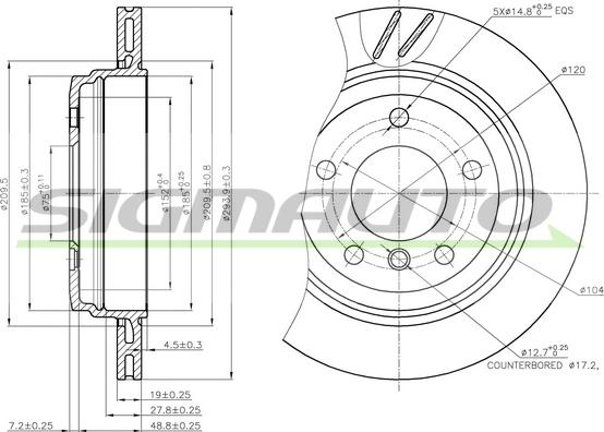 SIGMAUTO DBB581V - Brake Disc autospares.lv