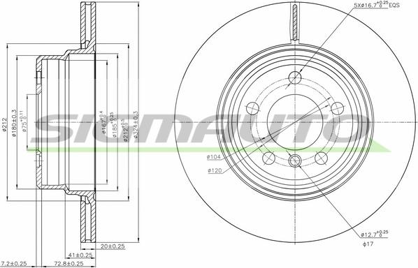 SIGMAUTO DBB583V - Brake Disc autospares.lv