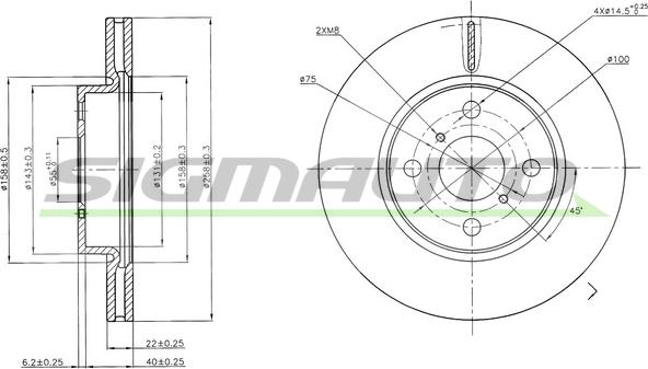 SIGMAUTO DBB587V - Brake Disc autospares.lv