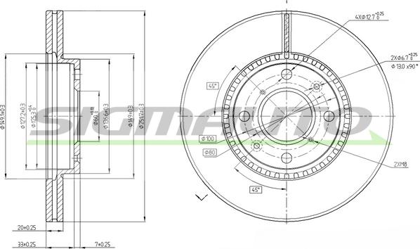 SIGMAUTO DBB520V - Brake Disc autospares.lv