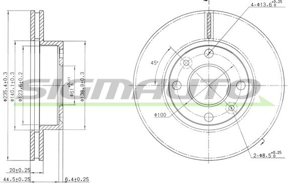 SIGMAUTO DBB521V - Brake Disc autospares.lv