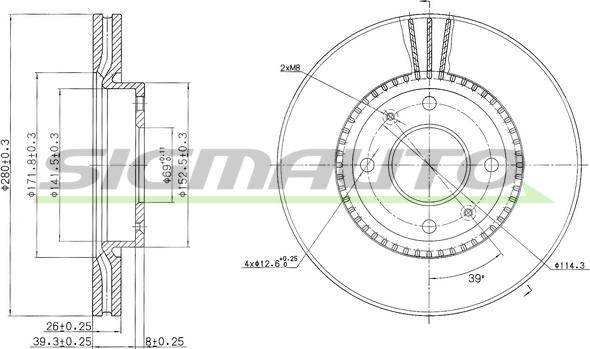 SIGMAUTO DBB522V - Brake Disc autospares.lv