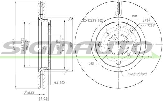 SIGMAUTO DBB527V - Brake Disc autospares.lv