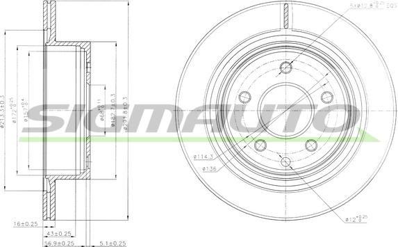 SIGMAUTO DBB579V - Brake Disc autospares.lv